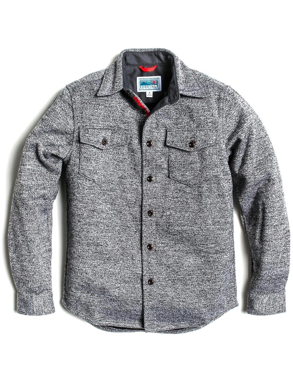 Huckberry Gray Marled Button-Down Shirt Jacket